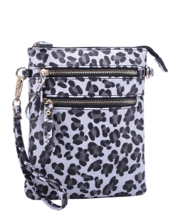 White Leopard Clutch & Cross Body Bag LE002 BLACK